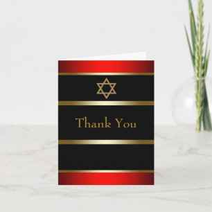 Rode Zwarte en Gouden Bar Mitzvah Dankkaart Bedankkaart