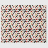 Rode zwarte en gouden hartballonnen cadeaupapier (Vlak)