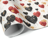 Rode zwarte en gouden hartballonnen cadeaupapier (Rol Hoek)