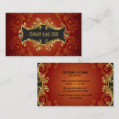 Rode zwarte en gouden wervelingen visitekaartsjabl visitekaartje (Voorkant / Achterkant)