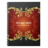 Rode zwarte en goudkleurige rondjes - Sjabloon Notitieboek (Voorkant)