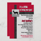 Rode, zwarte en grijze Stag-uitnodiging Kaart (Voorkant / Achterkant)