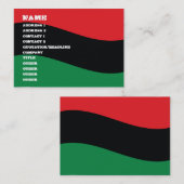 Rode, zwarte en groene vlag visitekaartje (Voorkant / Achterkant)