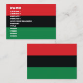 Rode, zwarte en groene vlag visitekaartje (Voorkant / Achterkant)