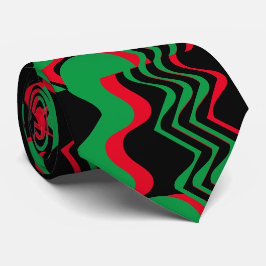 RODE ZWARTE EN GROENEN STROPDAS (Opgerold)