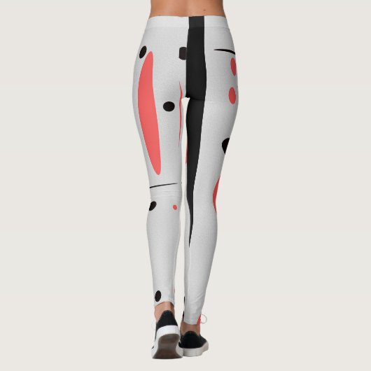 Rode, zwarte en witte Abstracte Leggings (Achterkant)