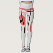 Rode, zwarte en witte Abstracte Leggings (Voorkant)
