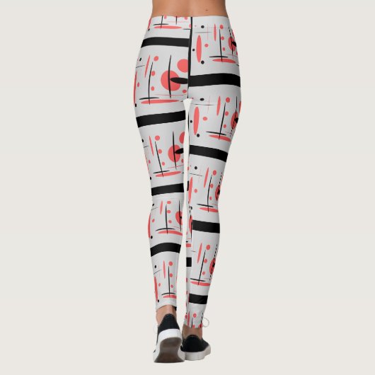 Rode, zwarte en witte Abstracte Leggings (Achterkant)