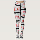 Rode, zwarte en witte Abstracte Leggings (Voorkant)