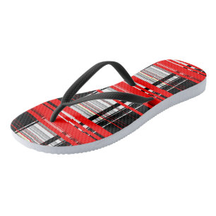 Rode zwarte en witte Abstracte strepen Teenslippers
