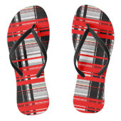Rode zwarte en witte Abstracte strepen Teenslippers (Voetbed)