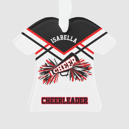Rode, zwarte en witte Cheerleader 📣 💖 Ornament (voorkant)