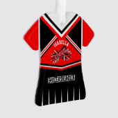 Rode, zwarte en witte Cheerleader 📣 💖 Ornament (voorkant)