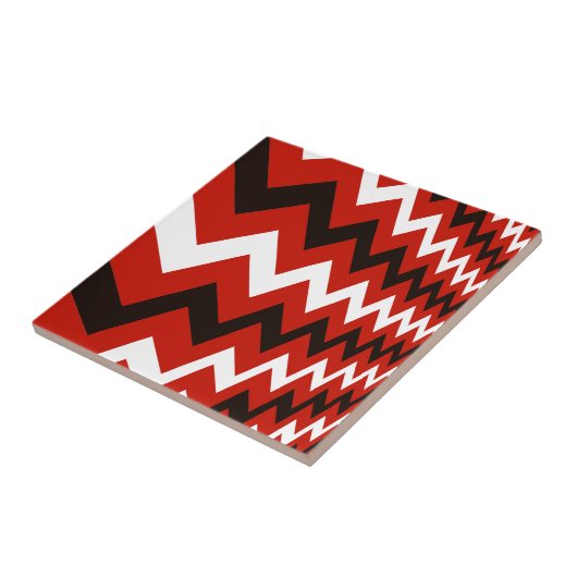 Rode, zwarte en witte Chevron Tegeltje (Zijkant)