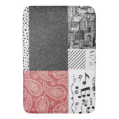 Rode, zwarte en witte collage badmat (Voorkant Verticaal)