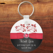 Rode, zwarte en witte flora Dank u Sleutelhanger (Voorkant)