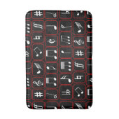 Rode zwarte en witte geometrische Muzieknoten Badmat (Voorkant Verticaal)