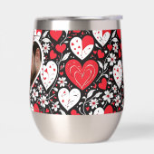 Rode, zwarte en witte harten en bloemen foto (Links)