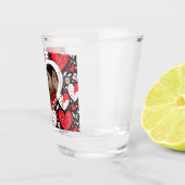 Rode, zwarte en witte harten en bloemen foto shot glas (Rechts)