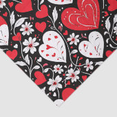 Rode, zwarte en witte harten en bloemen tissuepapier (Detail)