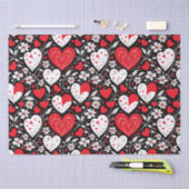 Rode, zwarte en witte harten en bloemen tissuepapier (Craft)