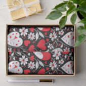 Rode, zwarte en witte harten en bloemen tissuepapier (Geschenk)
