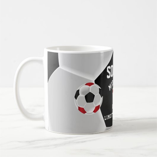Rode, zwarte en witte ⚽ koffiemok (Links)