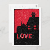  rode zwarte en witte liefdestekst briefkaart (Voorkant / Achterkant)