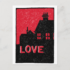 rode zwarte en witte liefdestekst briefkaart