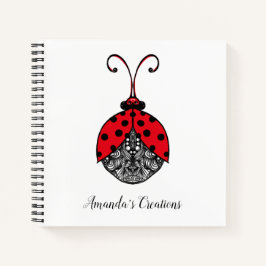 Rode zwarte en witte lijnhoeklak notitieboek