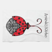 Rode zwarte en witte lijnhoeklak theedoek (Horizontaal)