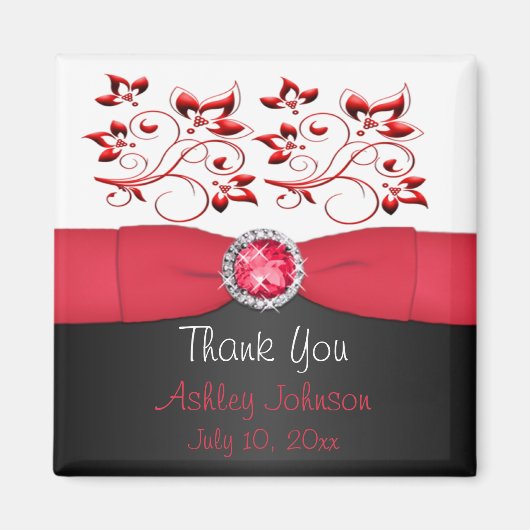 Rode, zwarte en witte Party Favor Magnet (Voorkant)