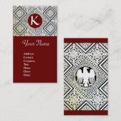 RODE ZWARTE EN WITTE ROMAN ELLE DAMASKMONOGRAM VISITEKAARTJE (Voorkant / Achterkant)
