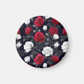 Rode zwarte en witte rozen Gothic Magneet (Voorkant)