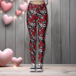 , rode, zwarte en witte rozen, harten leggings<br><div class="desc">rode,  zwarte en witte bloemen,  rozen,  harten gedaan in een tribal gothic tattoo stijl leggings.</div>