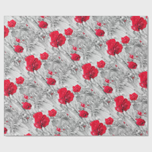 rode zwarte en witte rozen struik bloemen houden v cadeaupapier