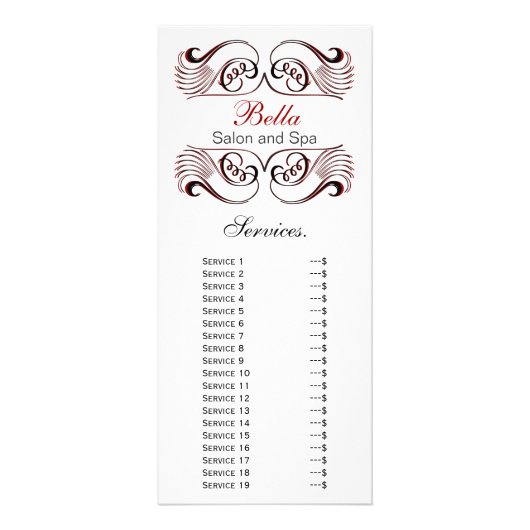 rode, zwarte en witte servicerackkaart reclamekaart (Voorkant)