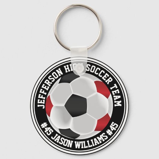 Rode, zwarte en witte ⚽ Sleutelhanger (Voorkant)