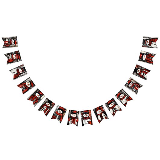 Rode, zwarte en witte sneeuwpoppen vlaggetjes (Alle)