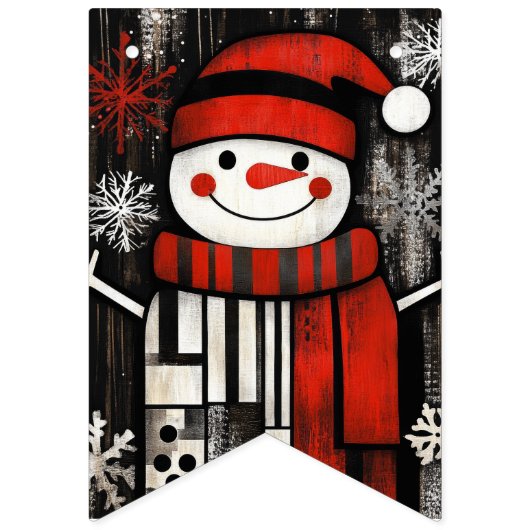 Rode, zwarte en witte sneeuwpoppen vlaggetjes (Tweede vlag)