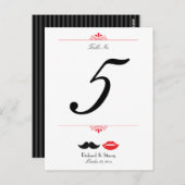 Rode, zwarte en witte snor en lips bruiloft briefkaart (Voorkant / Achterkant)