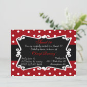 Rode, zwarte en witte Stippen - 16-partijenuitnodi Kaart (Staand voorkant)