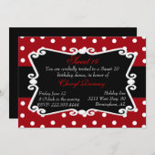 Rode, zwarte en witte Stippen - 16-partijenuitnodi Kaart (Voorkant / Achterkant)