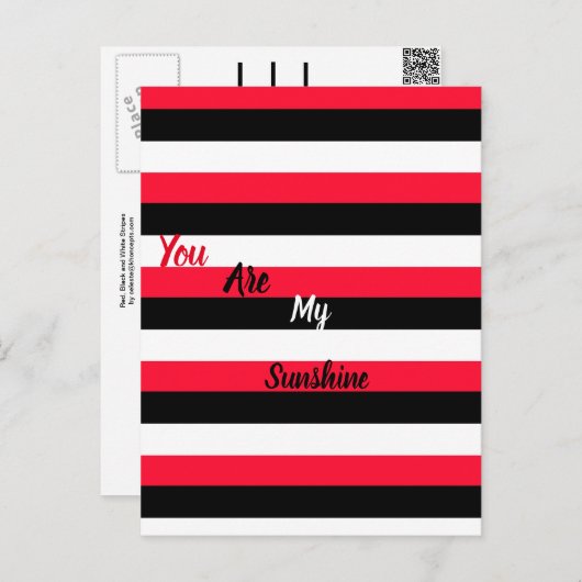 Rode, zwarte en witte strepen briefkaart (Voorkant / Achterkant)