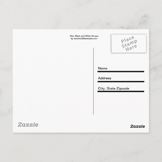 Rode, zwarte en witte strepen briefkaart (Achterkant)
