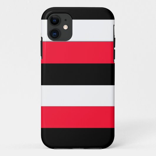 Rode, zwarte en witte strepen Case-Mate iPhone case (Achterkant)
