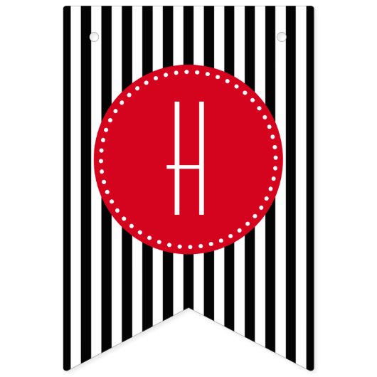 Rode zwarte en witte strepen Happy Birthday  Vlaggetjes (Tweede vlag)