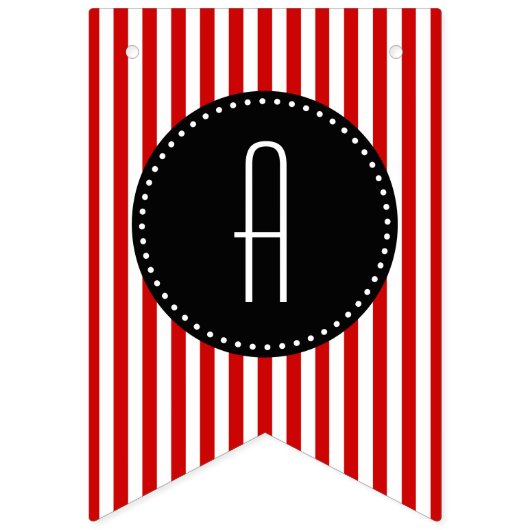 Rode zwarte en witte strepen Happy Birthday  Vlaggetjes (Derde vlag)