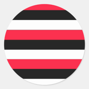Rode, zwarte en witte strepen ronde sticker