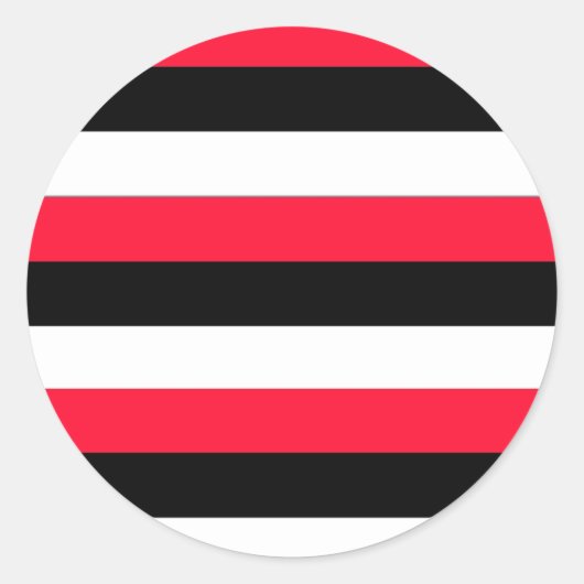 Rode, zwarte en witte strepen ronde sticker (Voorkant)